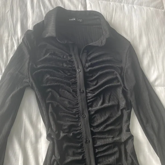 Rouched button down mini dress - Picture 2 of 3